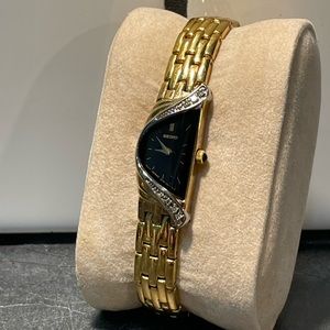 SOLD- Beautiful Vintage Seiko Half Moon Diamond Accent Watch